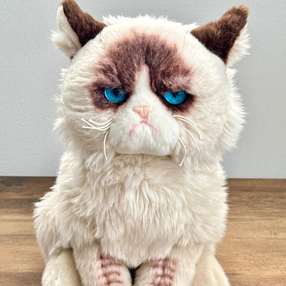 Gund GRUMPY CAT Siamese Plush Kitty Sitting Stuffed Animal Toy Mad Brown Tan EUC
